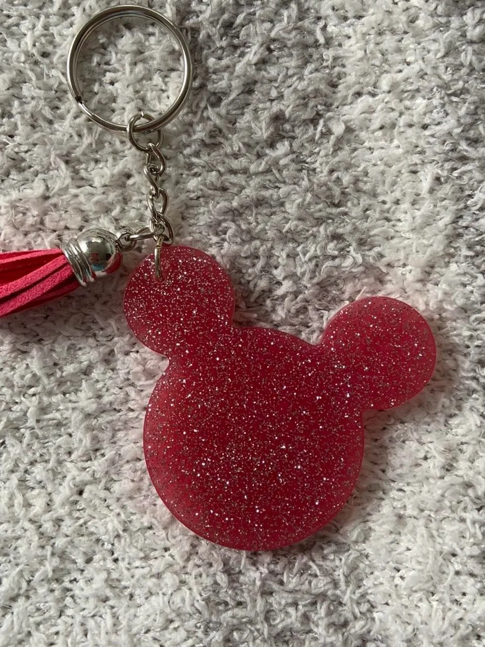 Red Glitter Mouse-Shaped Keychain